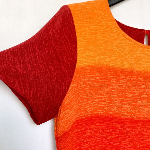 K.C. Spencer Dress Sz 12 Red Orange‎ Short Sleeves 100% Rayon *With Flaws* - Picture 5 of 12